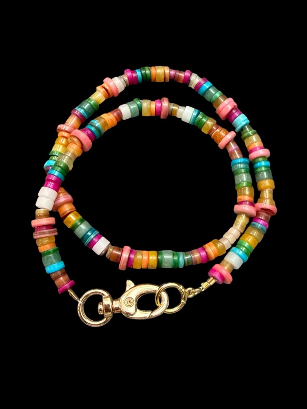 Multicolor Flat Bead Necklace.